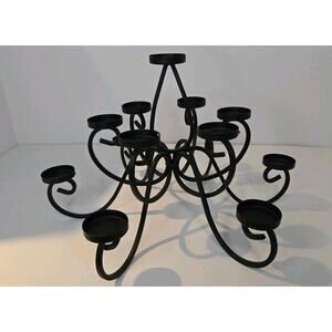 Black Iron Metal Candelabra Votive/tea 13 Light Holder Arms Smooth Black Finish
